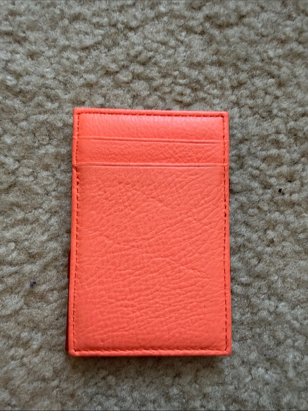 J. Crew Bright Orange and Red Leather Magic Wallet